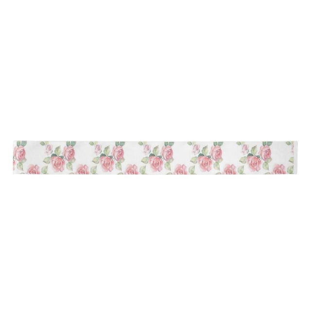 Personalisiertes Shabby Chic Rosa Rose Floral Satinband (Vorderseite)