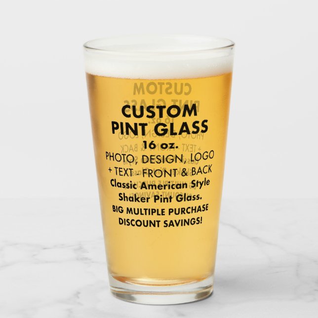 Personalisiertes Shaker Pint Glas 16oz (Vorne (Gefüllt))