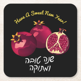 Personalisiertes Shanah Tovah-Granatapfel Rechteckiger Pappuntersetzer