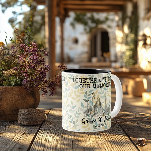 Personalisiertes Shanghai Memory - Line Art Sehens Zweifarbige Tasse (Von Creator hochgeladen)