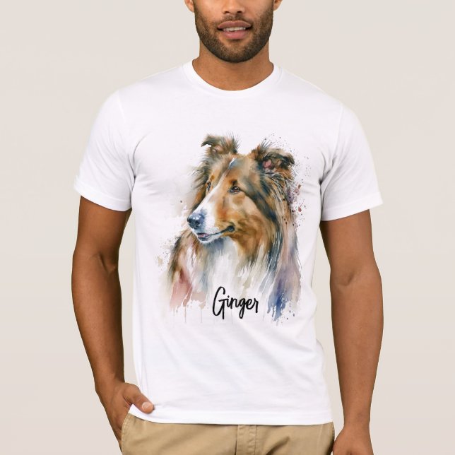 Personalisiertes Sheltie-Gemälde T-Shirt (Vorderseite)