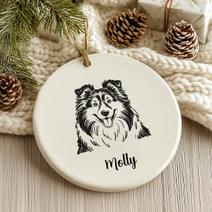 Personalisiertes Sheltie-Hunde-Weihnachten Keramik Ornament