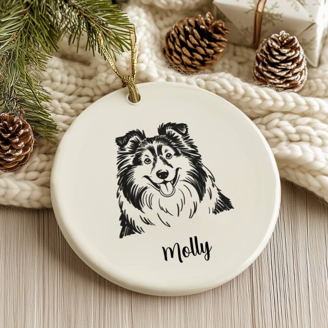 Personalisiertes Sheltie-Hunde-Weihnachten Keramik Ornament (Von Creator hochgeladen)