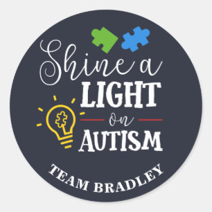 Personalisiertes Shine A Light on Autismus Matchin Runder Aufkleber