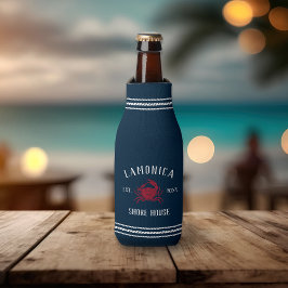 Personalisiertes Shopping House, Navy & Red Rustic Flaschenkühler