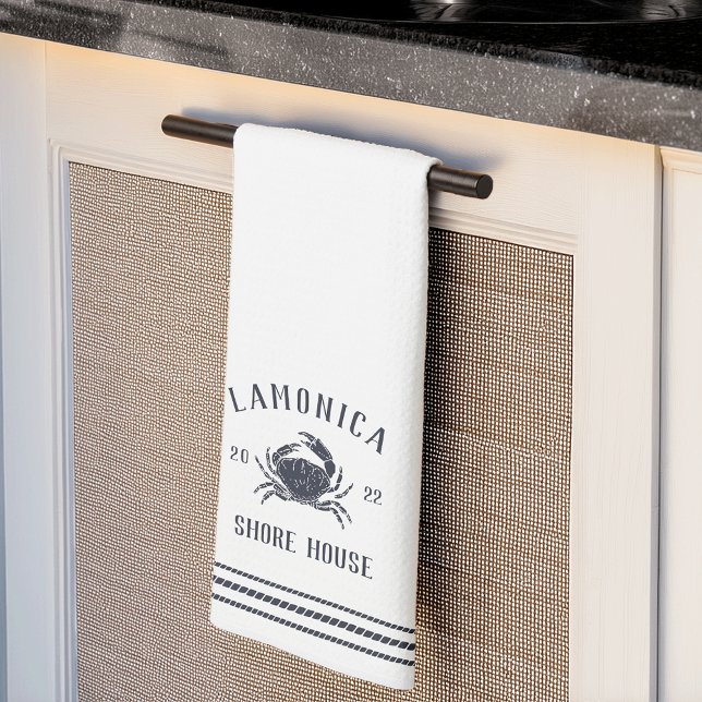 Personalisiertes Shopping House, Navy & White Rust Geschirrtuch (Von Creator hochgeladen)