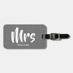 Personalisiertes Silber-Staubkonfetti Mrs Gepäckanhänger