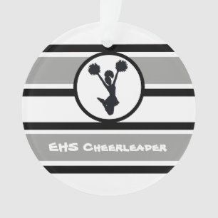 Personalisiertes Silber- und Schwarz-Cheerleader-D Ornament