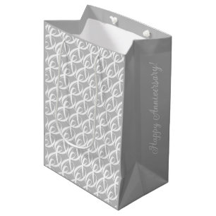 Personalisiertes Silber und Weiße Hochzeit Jahrest Mittlere Geschenktüte