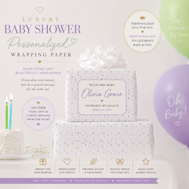 Personalisiertes silbernes Blumen-Geschenkpapier  Geschenkpapier (Von Creator hochgeladen)