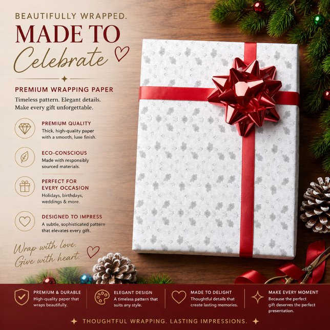Personalisiertes silbernes Blumenverpackungspapier Geschenkpapier (Von Creator hochgeladen)