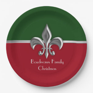 Personalisiertes silbernes Lilien-Weihnachten Pappteller