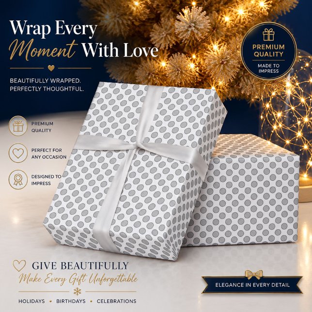 Personalisiertes silbernes Punkte-Wrap-Papier Geschenkpapier (Von Creator hochgeladen)