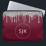 Personalisiertes Silver Burgundy Red Glitzer Monog Laptopschutzhülle<br><div class="desc">Personalisierter Silver und Burgund Red Imitats Glitzer und sparkle Elegant Mit Monogramm Initials Case. Dieser Fall kann so angepasst werden,  dass er Ihren Anfangs- und Vornamen enthält.</div>