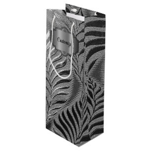 Personalisiertes Silver Leaf Motif Geschenktüte Für Weinflaschen