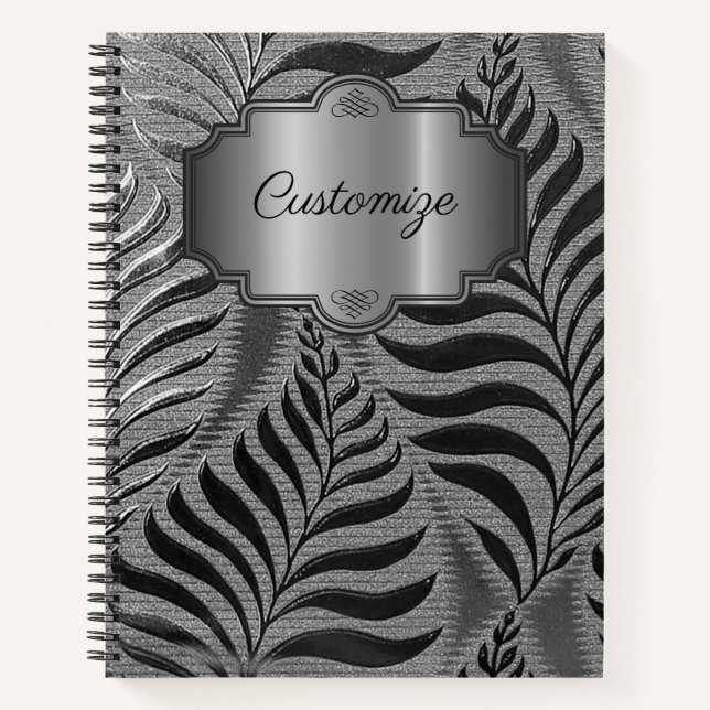 Personalisiertes Silver Leaf Motif Notizbuch (Vorderseite)