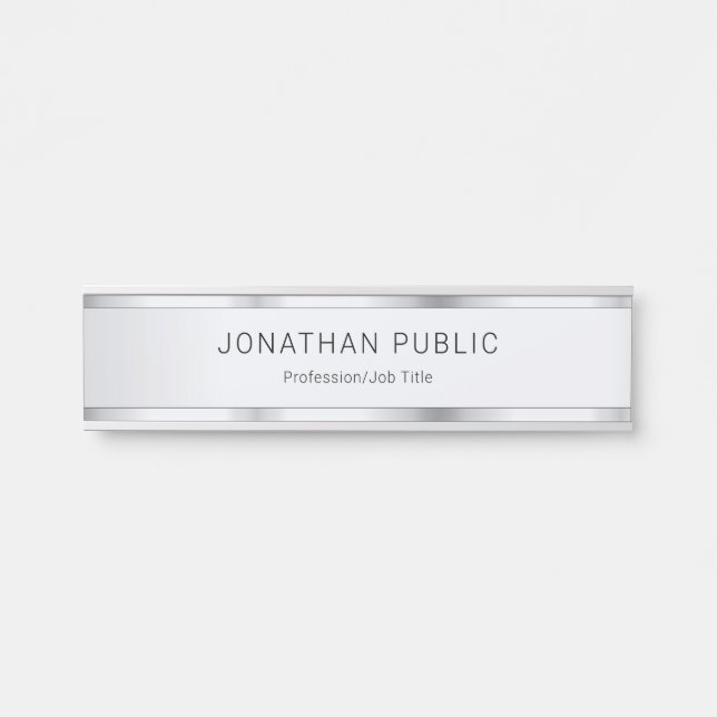 Personalisiertes Silver Look Template Moderne Eleg Türschild (Vorderseite )
