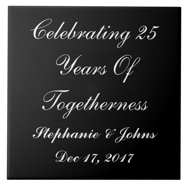 Personalisiertes Silver Wedding Anniversary Displa Fliese (Vorderseite)