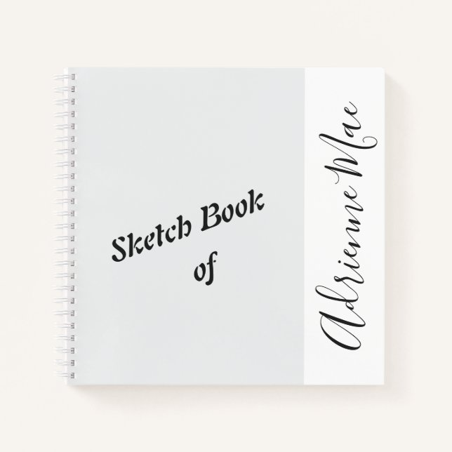 Personalisiertes Silver White Sketch Book Notizbuch (Vorderseite)
