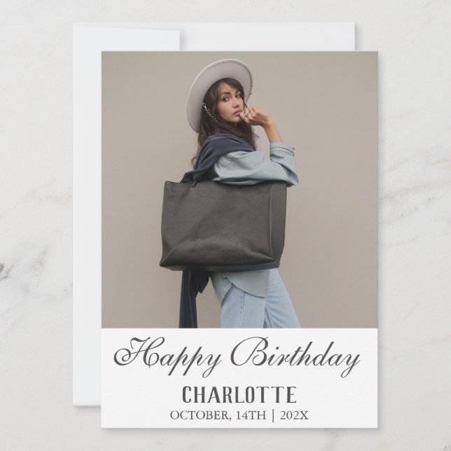 Personalisiertes Simple Birthday Stilvolles Fun Fo Karte (Vorderseite)