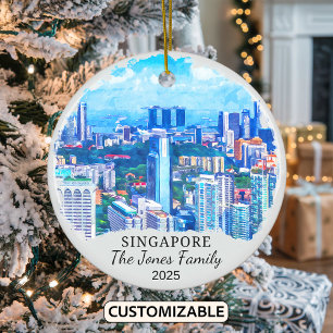 Personalisiertes Singapur City Ornament, Singapur Keramik Ornament