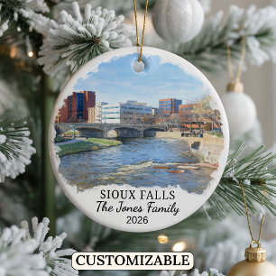 Personalisiertes Sioux Falls, individuelles South Keramik Ornament