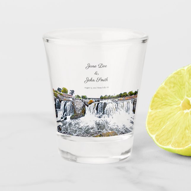 Personalisiertes Sioux Falls Wasserfall Shot Glass Schnapsglas (Vorderseite)