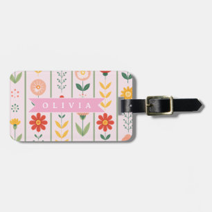Personalisiertes skandinavisches Blumenmuster im V Gepäckanhänger