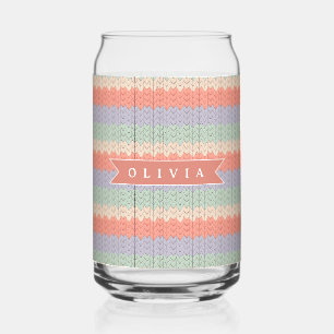 Personalisiertes skandinavisches Pastell-Strickmus Dosenglas