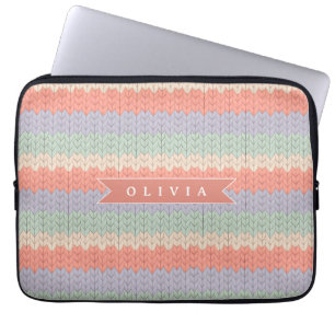 Personalisiertes skandinavisches Pastell-Strickmus Laptopschutzhülle