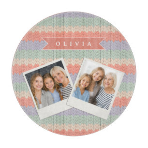 Personalisiertes skandinavisches Pastell-Strickmus Schneidebrett