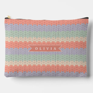 Personalisiertes skandinavisches Pastell-Strickmus Zubehörtasche