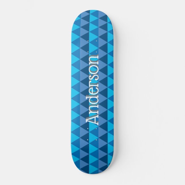 Personalisiertes Skateboard - Blaue geometrische D (Vorderseite)
