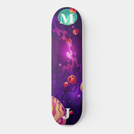 Personalisiertes Skateboard mit Planeten im Weltra
