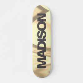 Personalisiertes Skateboard Name Gold Yellow Wave