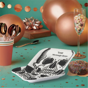 Personalisiertes Skelett Geburtstags-Halloween-Par Pappteller