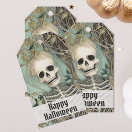 Personalisiertes Skelett Vintag Halloween Geschenkanhänger