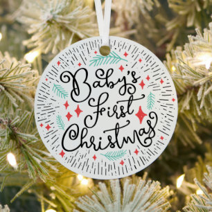 Personalisiertes Sketch Baby Ornament Aus Metall