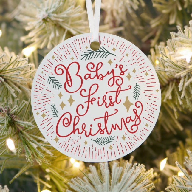 Personalisiertes Sketch Baby's First Metal Ornament Aus Metall (InSitu)