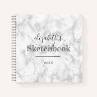 Personalisiertes Sketchbook des White Gray Marble