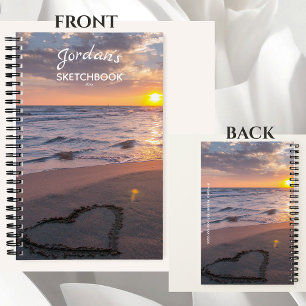Personalisiertes Sketchbook Ihr Name Beach Sunset Notizbuch