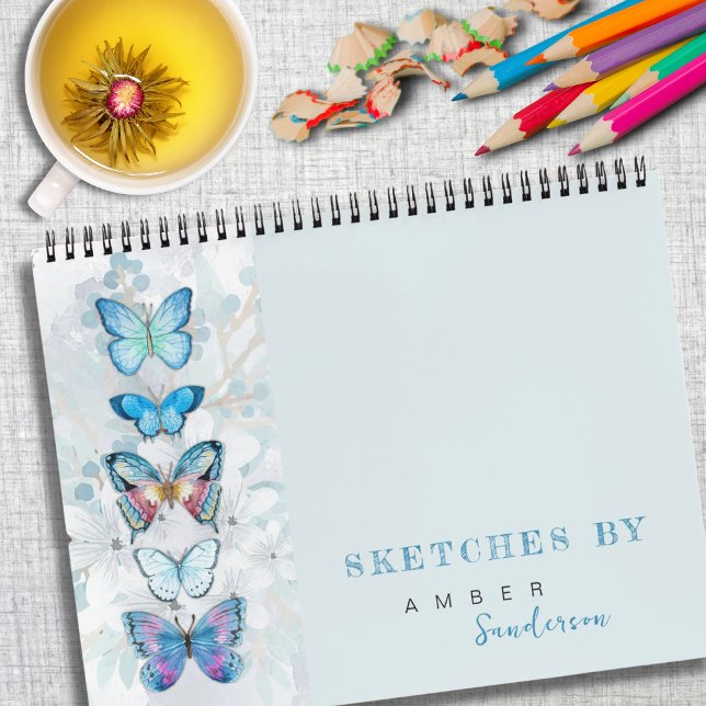 Personalisiertes Sketchbook mit blauem Butterfly-P Notizbuch (Von Creator hochgeladen)