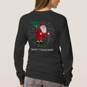 Personalisiertes Skifahren Santa Weihnachten Skige T-Shirt