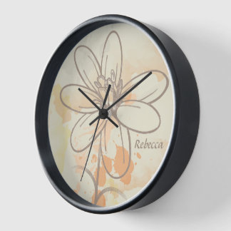 Personalisiertes skizziertes Blumen auf Watercolor Uhr