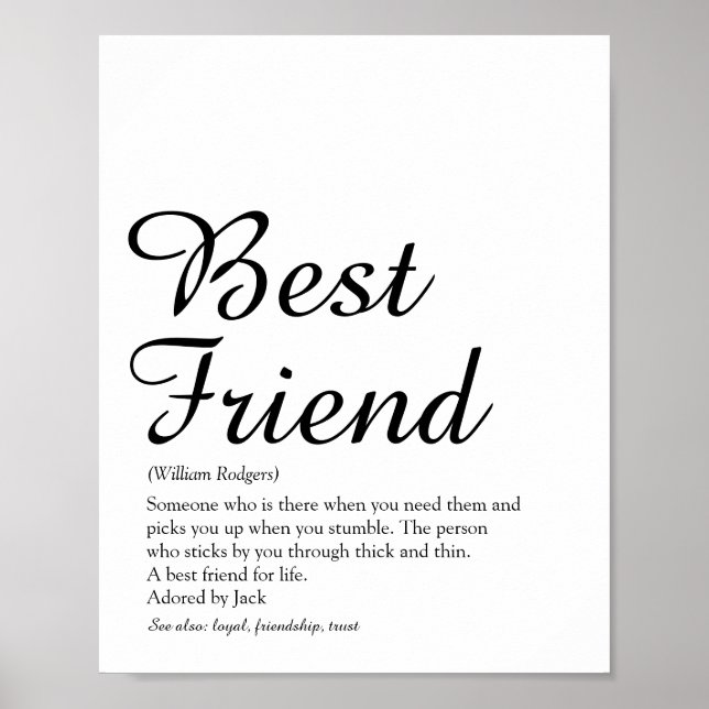 Personalisiertes Skript für die beste Friend-Defin Poster (Vorne)