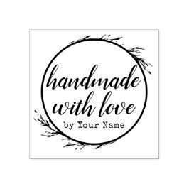 Personalisiertes Skript Handmade mit Liebe nach Na Gummistempel