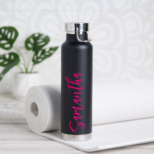 Personalisiertes Skript Ihr Name Neon Pink Party Trinkflasche