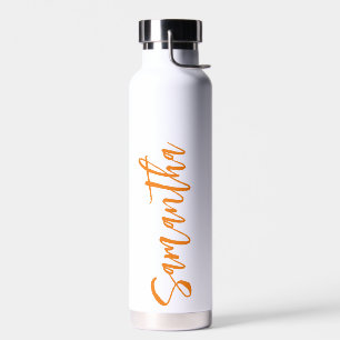 Personalisiertes Skript Ihr Name Party Orange Trinkflasche