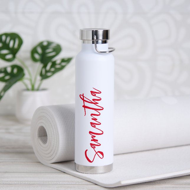 Personalisiertes Skript Ihr Name Party rot Trinkflasche (Yoga)