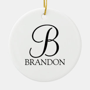 Personalisiertes Skript-Monogramm und Name Keramik Ornament